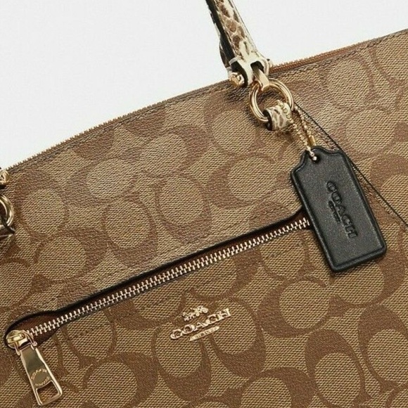COACH Prairie Satchel / Shoulder In Colorblock Signature Canvas Khaki/Black Mult - Picture 14 of 16
